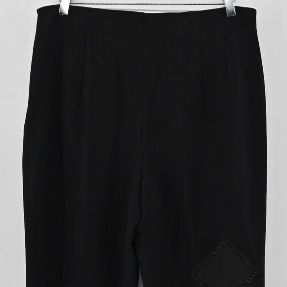 ESCADA Pants Womens Sz 42 Black Wool Beaded Silk Patchwork High Rise Tapered Leg - Picture 6 of 15